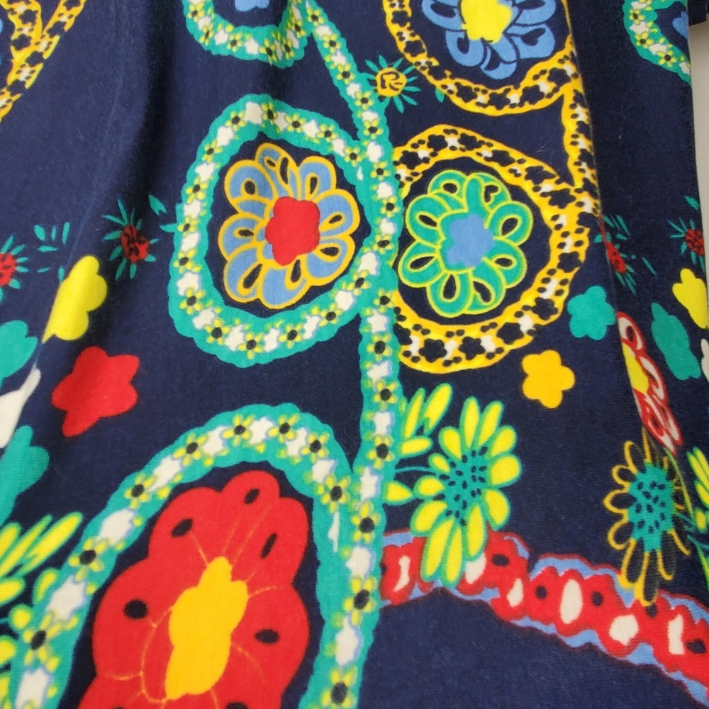 Reborn Navy Blue Floral Boho Hippie Pop Over A-line Dress Size XL New - Picture 8 of 10